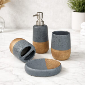 Ensemble d'Accessoires de Salle de Bain 4 Pièces en Céramique