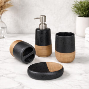 Ensemble d'Accessoires de Salle de Bain 4 Pièces en Céramique