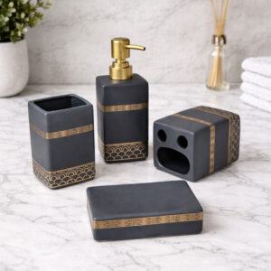 Ensemble d'Accessoires de Salle de Bain 4 Pièces en Céramique