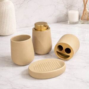 Ensemble d'Accessoires de Salle de Bain 4 Pièces en Céramique