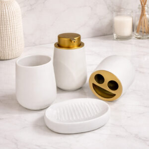 Ensemble d'Accessoires de Salle de Bain 4 Pièces en Céramique