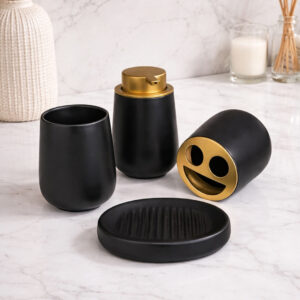 Ensemble d'Accessoires de Salle de Bain 4 Pièces en Céramique