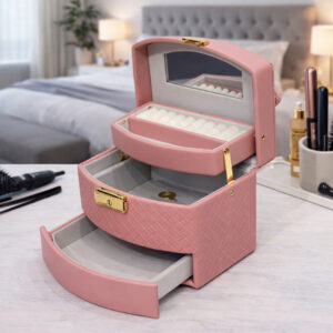 Coffret à Bijoux Multi-Niveaux avec Miroir & Tiroir
