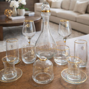 Service à Eau en Verre 34 Pièces avec Bordure Dorée