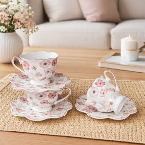 Service à Café en Porcelaine Floral 12 Pièces