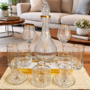 Service à Eau en Verre 34 Pièces avec Bordure Dorée