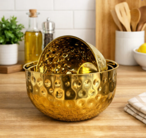 Série de 3 Bols en Acier Inoxydable Martelé