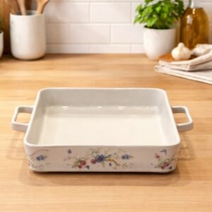 Plat Four Rectangulaire en Céramique Motif Floral