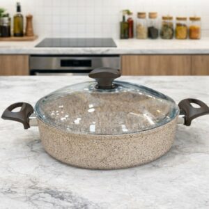Sauteuse en Granite 26 cm avec Couvercle en Verre - Falez
