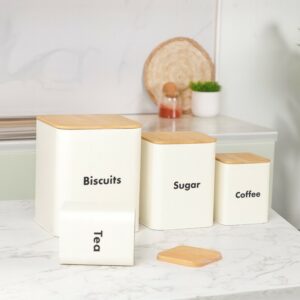 Set de 4 Boîtes de Rangement en Métal Blanc