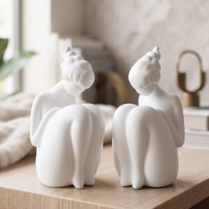 Lot de 2 Statues Abstrait Moderne Décoratives en Résine