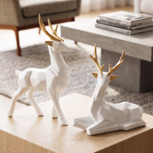 Lot de 2 Statues Cerf en Résine