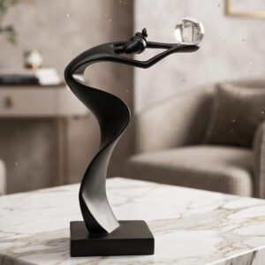 Statue Décorative Abstraite Sphère Élégante en Résine