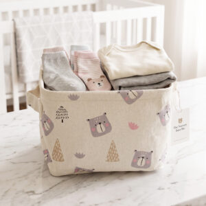 Panier de Rangement Bébé en Tissu Beige