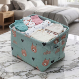 Panier de Rangement Bébé en Tissu Vert