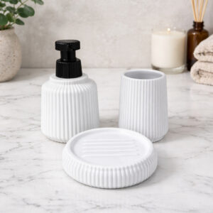 Set Accessoires Salle de Bain 3 Pièces Blanc