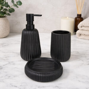 Set Accessoires Salle de Bain 3 Pièces Noir