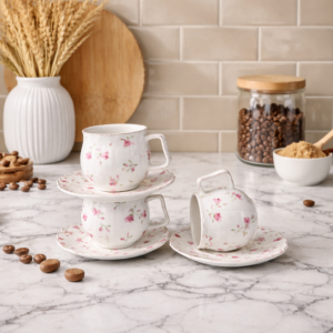 Service à Café au Lait Élégant Motif Floral