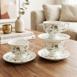 Service à Café au Lait Élégant Motif Floral