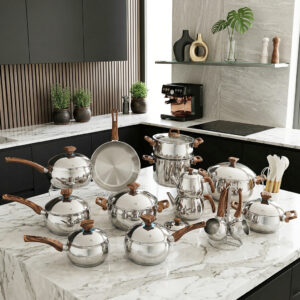 Batterie de Cuisine en Inox 18/10 - 44 Pièces Marron - Falez