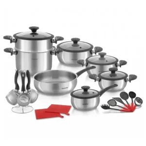 Batterie de Cuisine 24 Pièces Inox 18/10 Hascevher