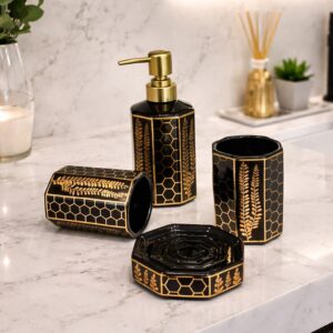 Ensemble d'Accessoires de Salle de Bain 4 Pièces en Céramique