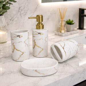 Ensemble d'Accessoires de Salle de Bain 4 Pièces en Céramique