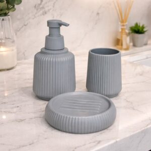 Set Accessoires Salle de Bain 3 Pièces Gris