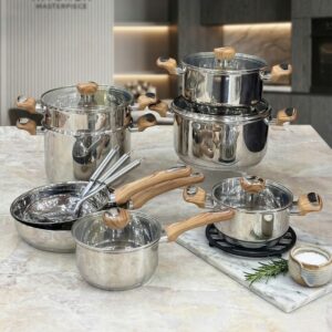 Batterie de Cuisine 18 Pièces en Inox 18/10