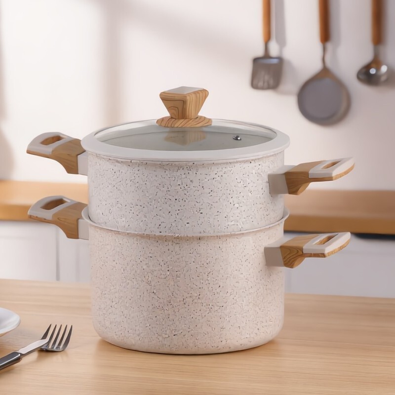 Couscoussier en Granite 26 cm avec Couvercle Blanc - Golden House