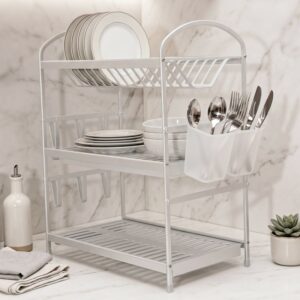 Égouttoir à Vaisselle 3 Niveaux en Aluminium