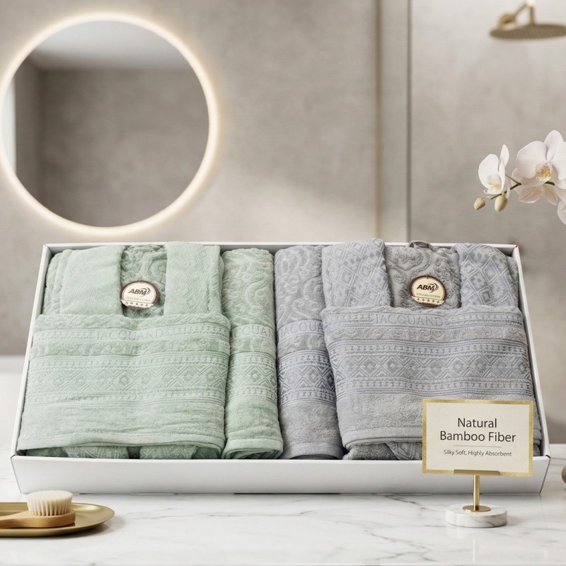 Ensemble de Capes de Bain en Coton Jacquard - 6 Pièces