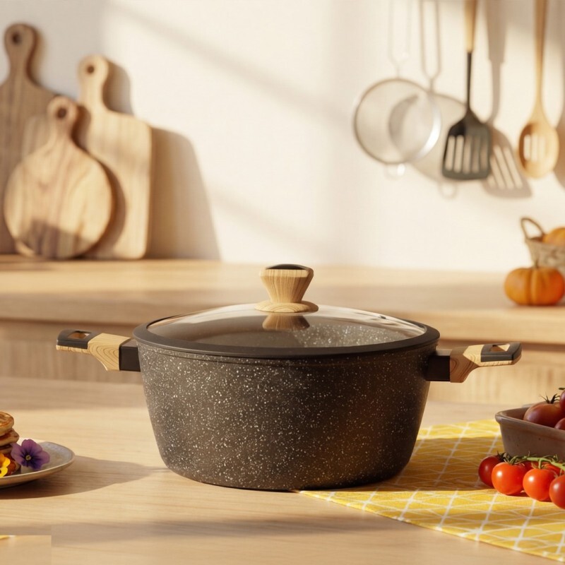 Faitout 24 Cm en Granite Noir - Golden House