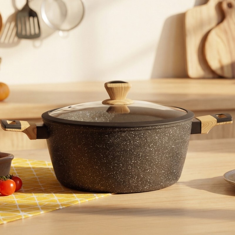 Faitout 28 Cm en Granite Noir - Golden House