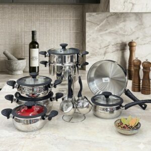 Batterie de Cuisine 24 Pièces Inox 18/10 Hascevher