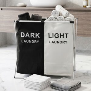 Panier à Linge Double Compartiment – Dark & Light