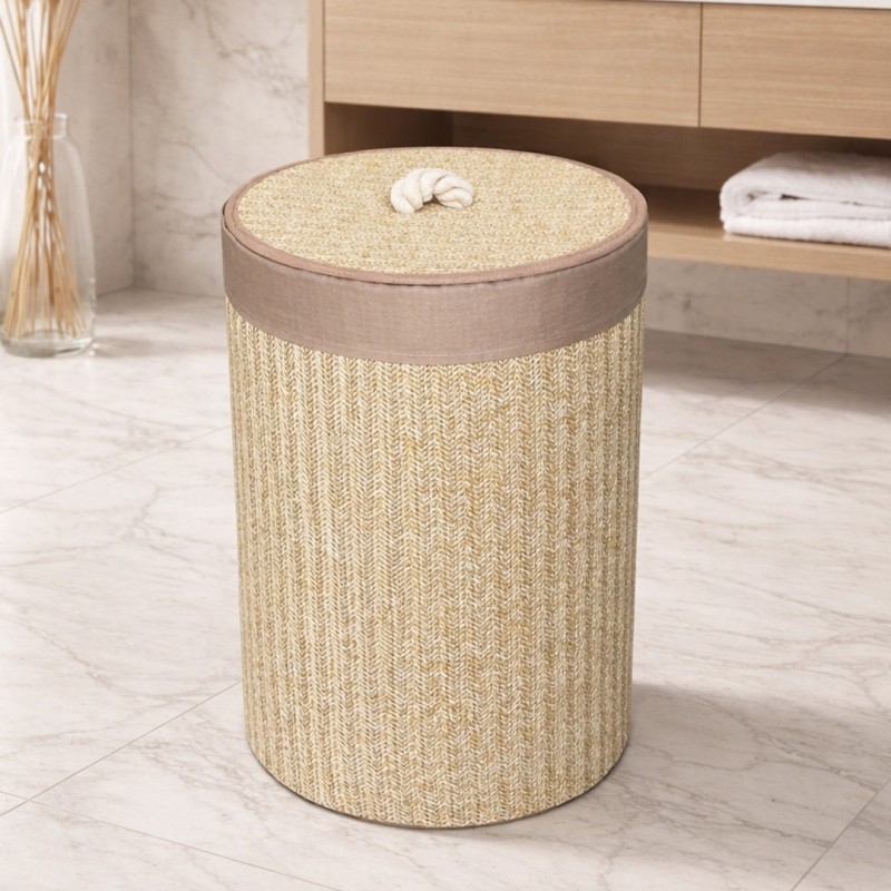 Panier à Linge Rond 44×29 cm Tressé en Corde