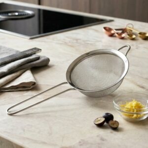 Passoire Fine en Acier Inoxydable avec Manche Bois 8 cm