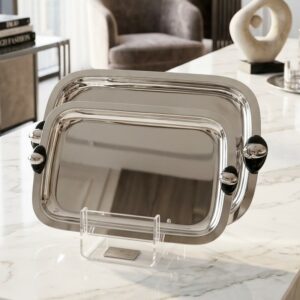 Set de 2 Plateaux Rectangulaires en Inox 18/10