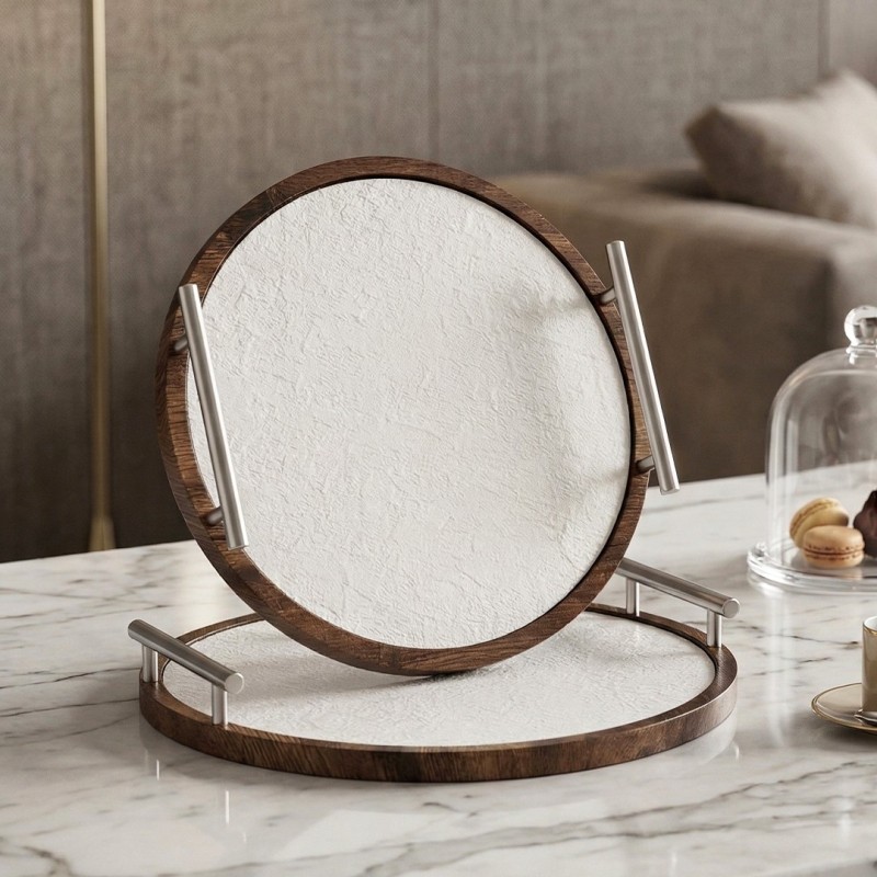 Set de 2 Plateaux Ronds en Bois