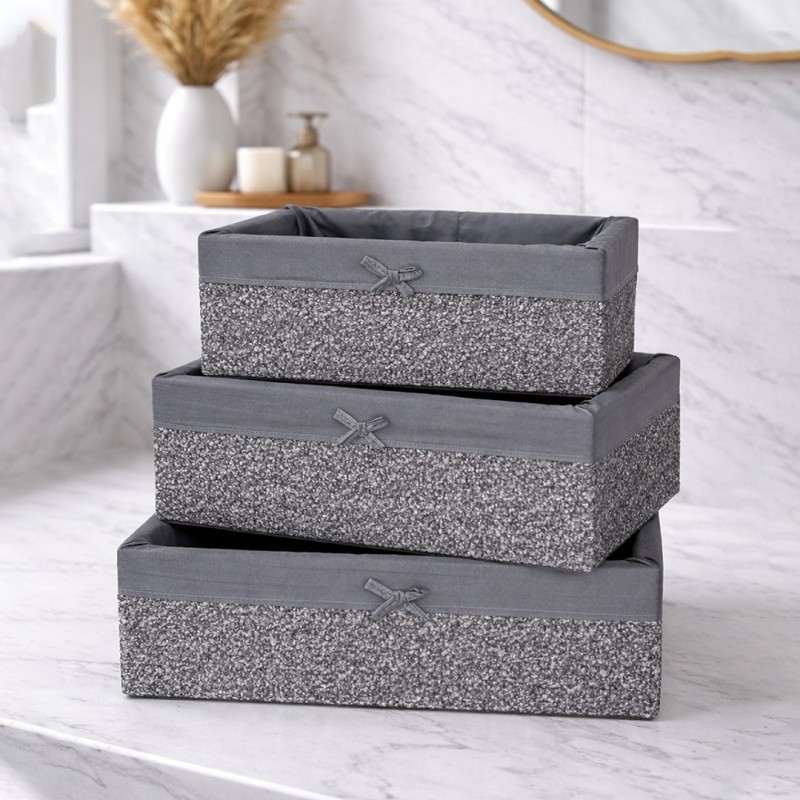 Set de 3 Paniers de Rangement avec Tissu