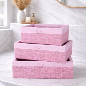 Set de 3 Paniers de Rangement avec Tissu