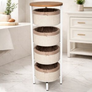 Set de 4 Paniers de Rangement avec Support 97x35 cm