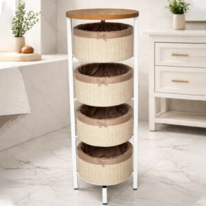 Set de 4 Paniers de Rangement avec Support 97x35 cm