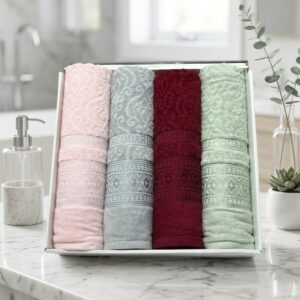 Set Serviettes 4 Pièces Jacquard 90×150 cm