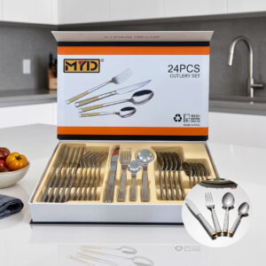 MYD - Coffret Ménagère 24 pièces en Inox 18/10