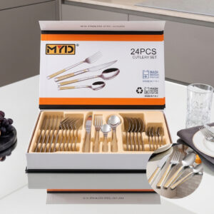 MYD - Coffret Ménagère 24 pièces en Inox 18/10