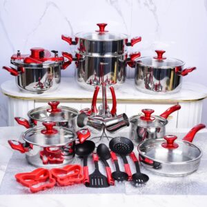HASCEVHER - Batterie de Cuisine en Inox 18/10 - 29 Pièces