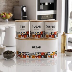 Set Boîte à Pain en Métal avec 3 Bocaux