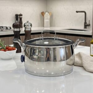 KARKMOS -  FAITOUT INOX 28CM avec couvercle en verre